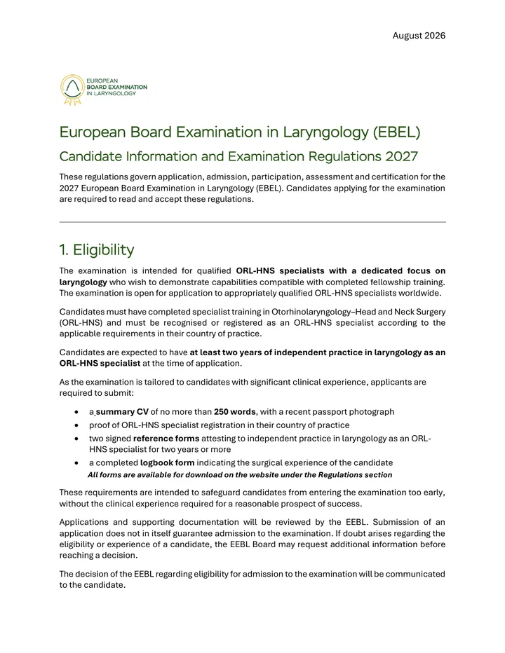 Preview of Examination Regulations 2027